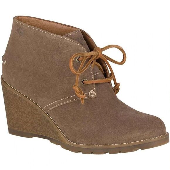 Sperry Celeste Prow Tan Taupe Wedge Heel Booties Size 10 - Picture 1 of 11